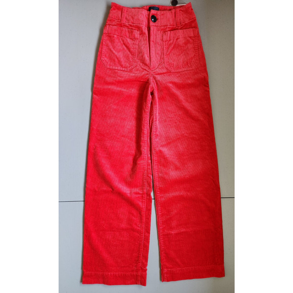 NWT Maeve The Colette Cropped Corduroy Wide Leg Pants Sz 24 Tall Red #7C415 - Picture 3 of 10